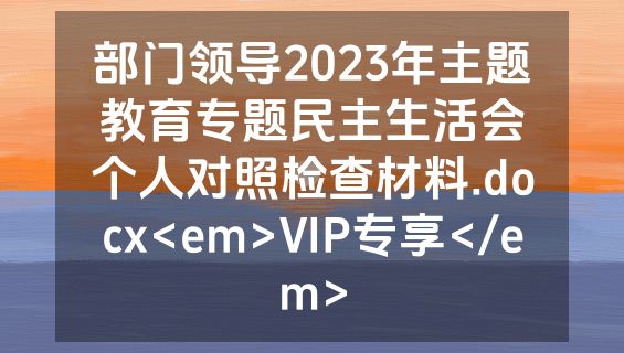 部门领导2023年主题教育专题民主生活会个人对照检查材料.docx<em>VIP专享</em>