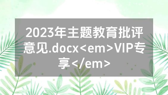 2023年主题教育批评意见.docx<em>VIP专享</em>