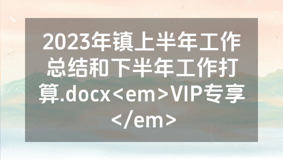 2023年镇上半年工作总结和下半年工作打算.docx<em>VIP专享</em>