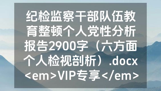纪检监察干部队伍教育整顿个人党性分析报告2900字（六方面个人检视剖析）.docx<em>VIP专享</em>