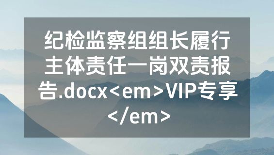 纪检监察组组长履行主体责任一岗双责报告.docx<em>VIP专享</em>