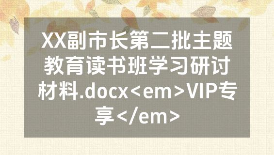 XX副市长第二批主题教育读书班学习研讨材料.docx<em>VIP专享</em>