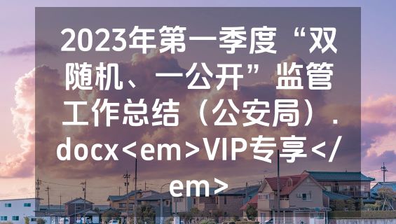 2023年第一季度“双随机、一公开”监管工作总结（公安局）.docx<em>VIP专享</em>