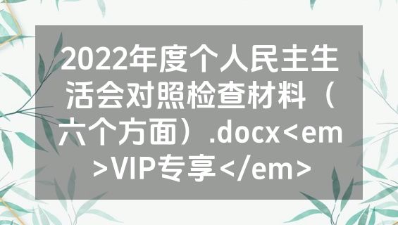 2022年度个人民主生活会对照检查材料（六个方面）.docx<em>VIP专享</em>