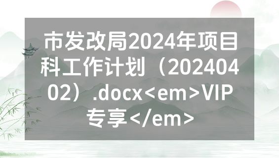 市发改局2024年项目科工作计划（20240402）.docx<em>VIP专享</em>