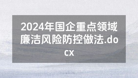 2024年国企重点领域廉洁风险防控做法.docx