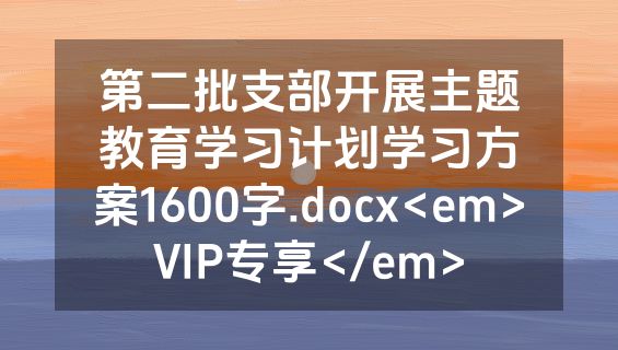 第二批支部开展主题教育学习计划学习方案1600字.docx<em>VIP专享</em>
