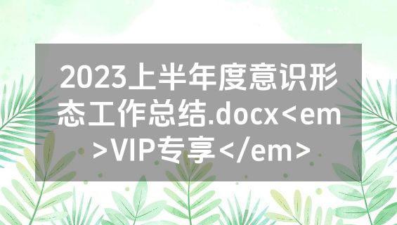 2023上半年度意识形态工作总结.docx<em>VIP专享</em>