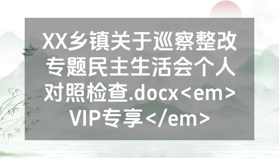XX乡镇关于巡察整改专题民主生活会个人对照检查.docx<em>VIP专享</em>