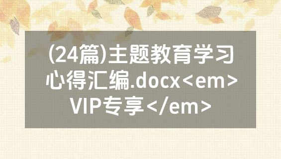 (24篇)主题教育学习心得汇编.docx<em>VIP专享</em>
