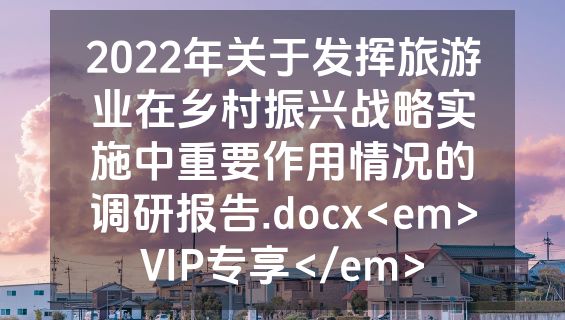 2022年关于发挥旅游业在乡村振兴战略实施中重要作用情况的调研报告.docx<em>VIP专享</em>
