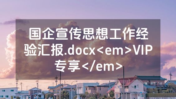 国企宣传思想工作经验汇报.docx<em>VIP专享</em>
