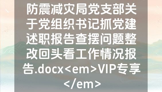 防震减灾局党支部关于党组织书记抓党建述职报告查摆问题整改回头看工作情况报告.docx<em>VIP专享</em>