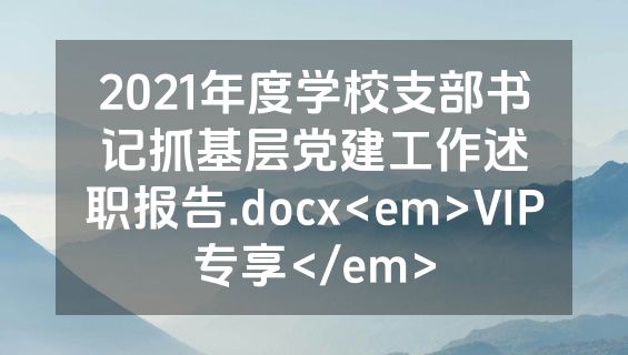2021年度学校支部书记抓基层党建工作述职报告.docx<em>VIP专享</em>