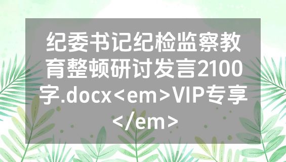 纪委书记纪检监察教育整顿研讨发言2100字.docx<em>VIP专享</em>