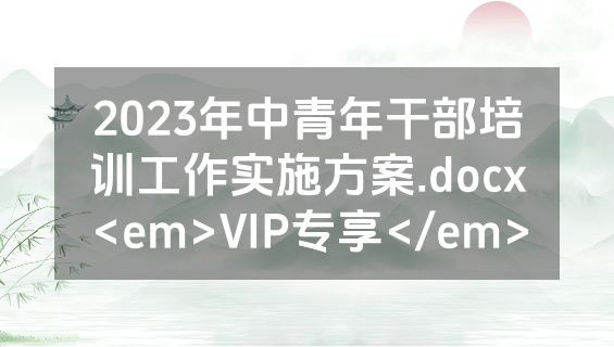 2023年中青年干部培训工作实施方案.docx<em>VIP专享</em>