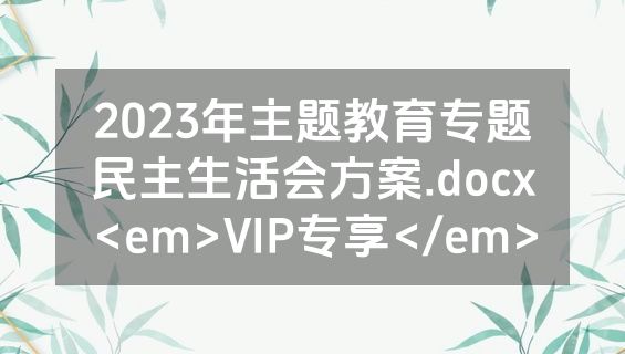 2023年主题教育专题民主生活会方案.docx<em>VIP专享</em>