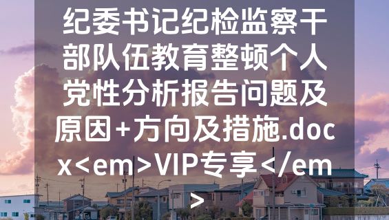 纪委书记纪检监察干部队伍教育整顿个人党性分析报告问题及原因+方向及措施.docx<em>VIP专享</em>