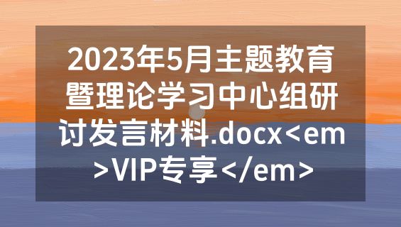 2023年5月主题教育暨理论学习中心组研讨发言材料.docx<em>VIP专享</em>