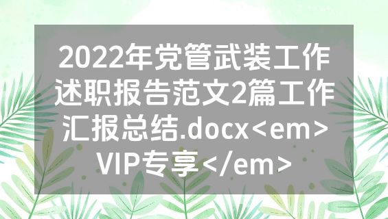 2022年党管武装工作述职报告范文2篇工作汇报总结.docx<em>VIP专享</em>