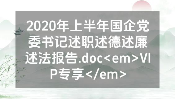 2020年上半年国企党委书记述职述德述廉述法报告.doc<em>VIP专享</em>