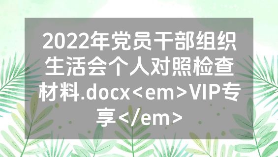 2022年党员干部组织生活会个人对照检查材料.docx<em>VIP专享</em>