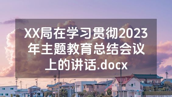 XX局在学习贯彻2023年主题教育总结会议上的讲话.docx