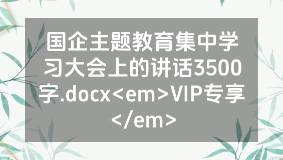 国企主题教育集中学习大会上的讲话3500字.docx<em>VIP专享</em>