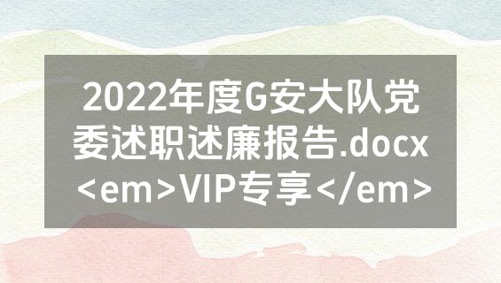 2022年度G安大队党委述职述廉报告.docx<em>VIP专享</em>