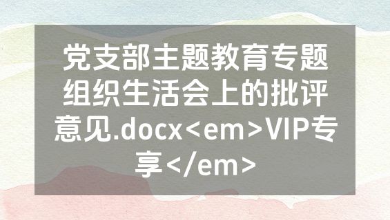 党支部主题教育专题组织生活会上的批评意见.docx<em>VIP专享</em>