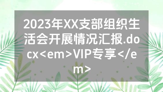 2023年XX支部组织生活会开展情况汇报.docx<em>VIP专享</em>