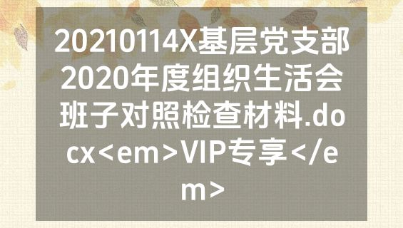 20210114X基层党支部2020年度组织生活会班子对照检查材料.docx<em>VIP专享</em>