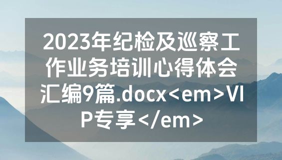 2023年纪检及巡察工作业务培训心得体会汇编9篇.docx<em>VIP专享</em>