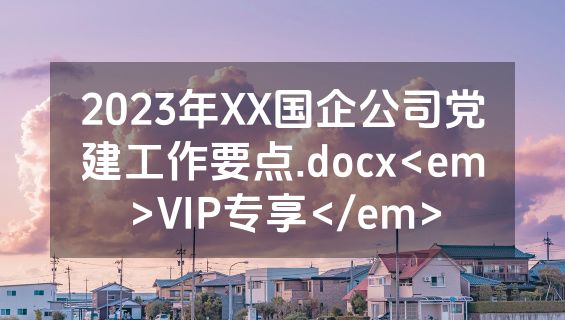 2023年XX国企公司党建工作要点.docx<em>VIP专享</em>