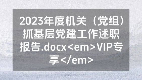 2023年度机关（党组）抓基层党建工作述职报告.docx<em>VIP专享</em>