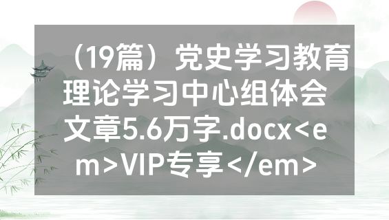 （19篇）党史学习教育理论学习中心组体会文章5.6万字.docx<em>VIP专享</em>
