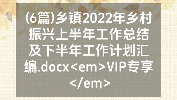 (6篇)乡镇2022年乡村振兴上半年工作总结及下半年工作计划汇编.docx<em>VIP专享</em>