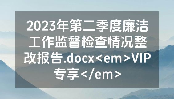 2023年第二季度廉洁工作监督检查情况整改报告.docx<em>VIP专享</em>