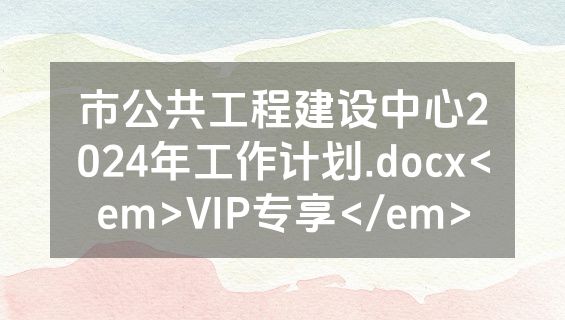 市公共工程建设中心2024年工作计划.docx<em>VIP专享</em>