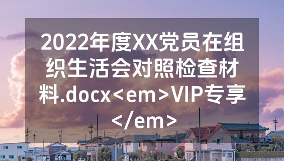 2022年度XX党员在组织生活会对照检查材料.docx<em>VIP专享</em>