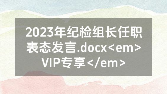 2023年纪检组长任职表态发言.docx<em>VIP专享</em>