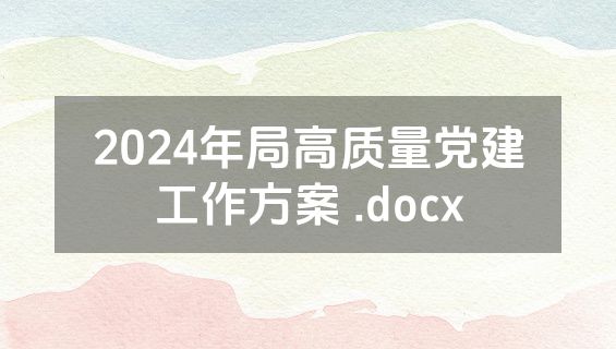 2024年局高质量党建工作方案 .docx