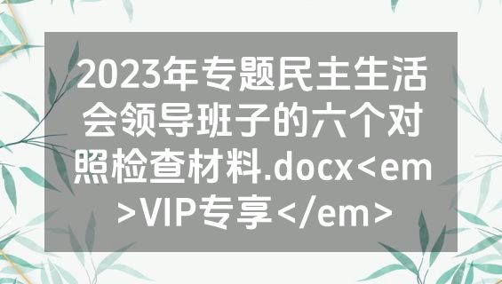 2023年专题民主生活会领导班子的六个对照检查材料.docx<em>VIP专享</em>