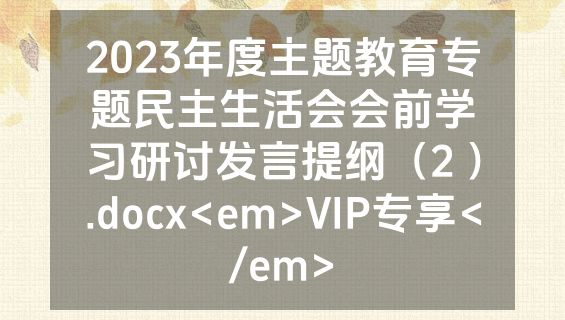 2023年度主题教育专题民主生活会会前学习研讨发言提纲（2 ）.docx<em>VIP专享</em>