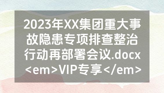 2023年XX集团重大事故隐患专项排查整治行动再部署会议.docx<em>VIP专享</em>