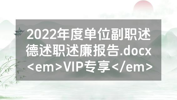 2022年度单位副职述德述职述廉报告.docx<em>VIP专享</em>