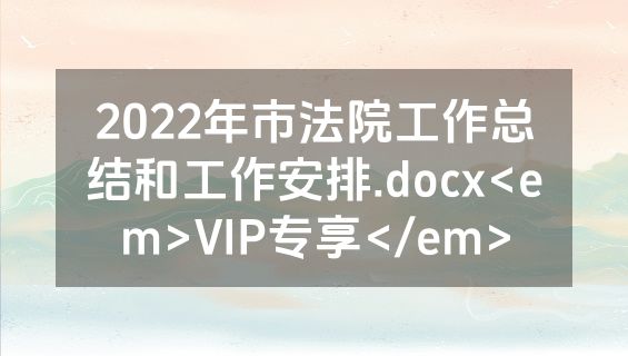 2022年市法院工作总结和工作安排.docx<em>VIP专享</em>