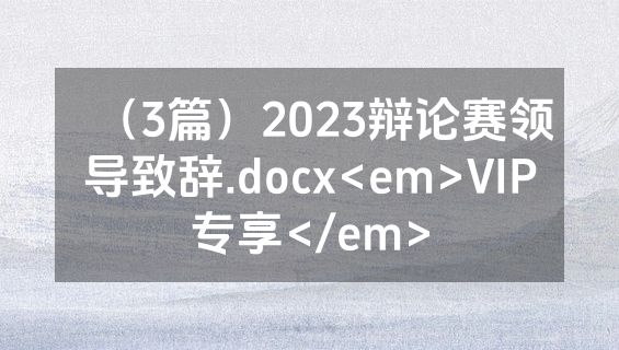 （3篇）2023辩论赛领导致辞.docx<em>VIP专享</em>
