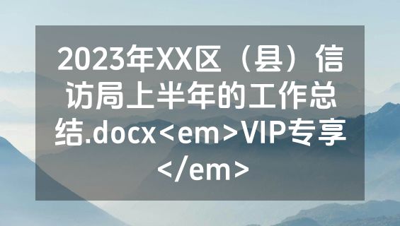 2023年XX区（县）信访局上半年的工作总结.docx<em>VIP专享</em>