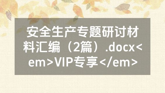 安全生产专题研讨材料汇编（2篇）.docx<em>VIP专享</em>